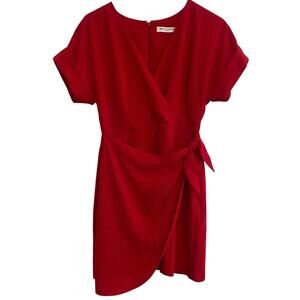 Amanda Uprichard Red Faux Wrap Mini Dress Women’s Size Medium Wedding event